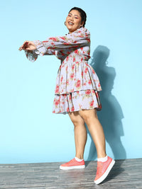 Berrylush Curve Women Deep Blue Floral Vacay Attire