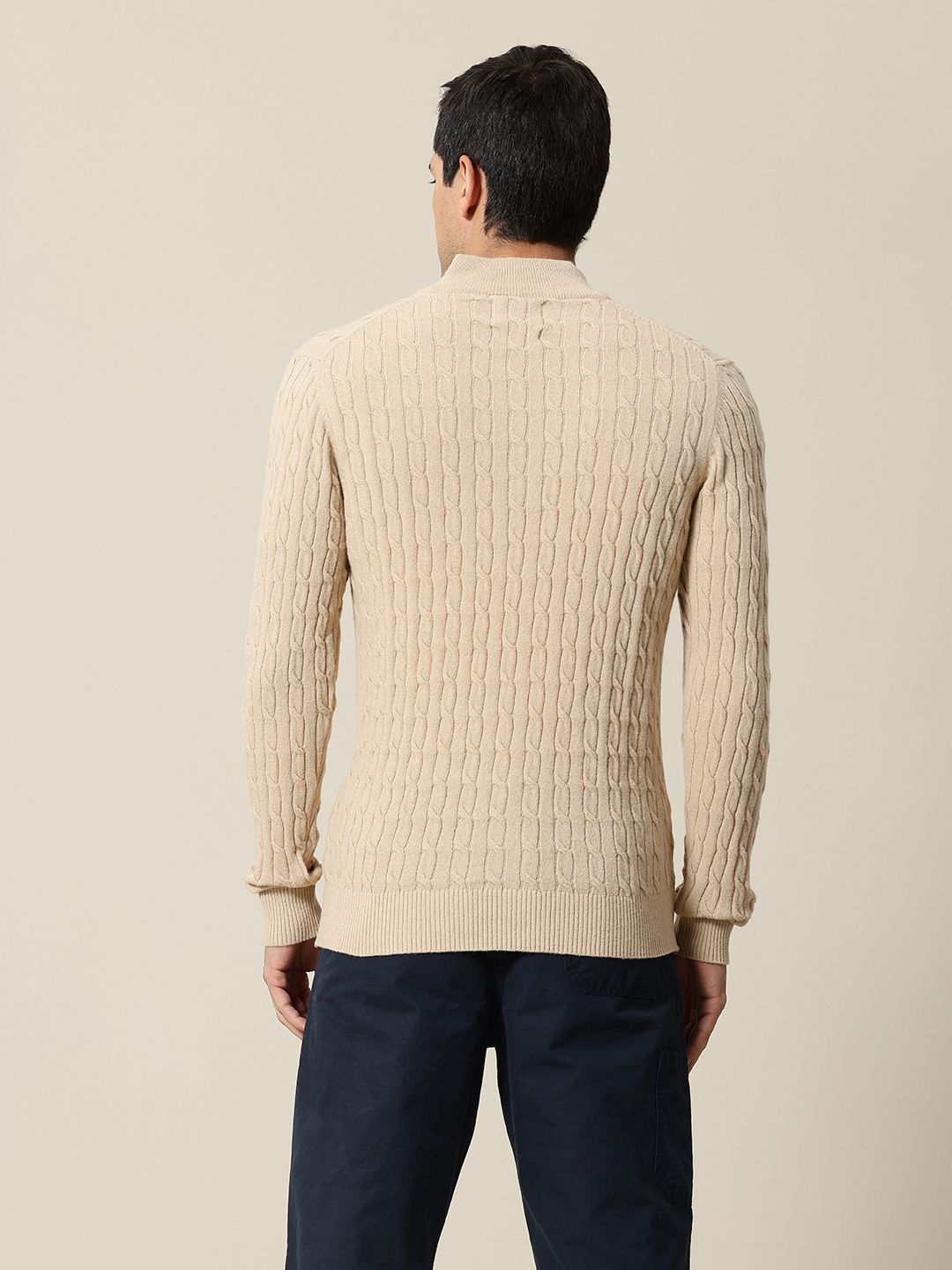 Mr Bowerbird Mock Collar Cable Knit Pullover Sweater