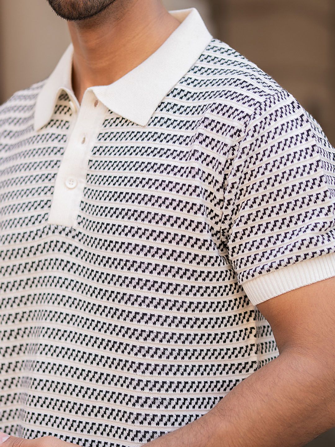 Powerlook Men Striped Polo Collar T-shirt