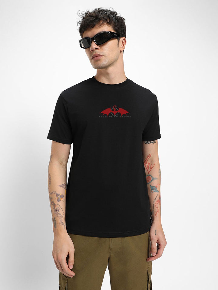 Bewakoof Men Black House Of The Dragon Iconic Graphic Back Print T-shirt