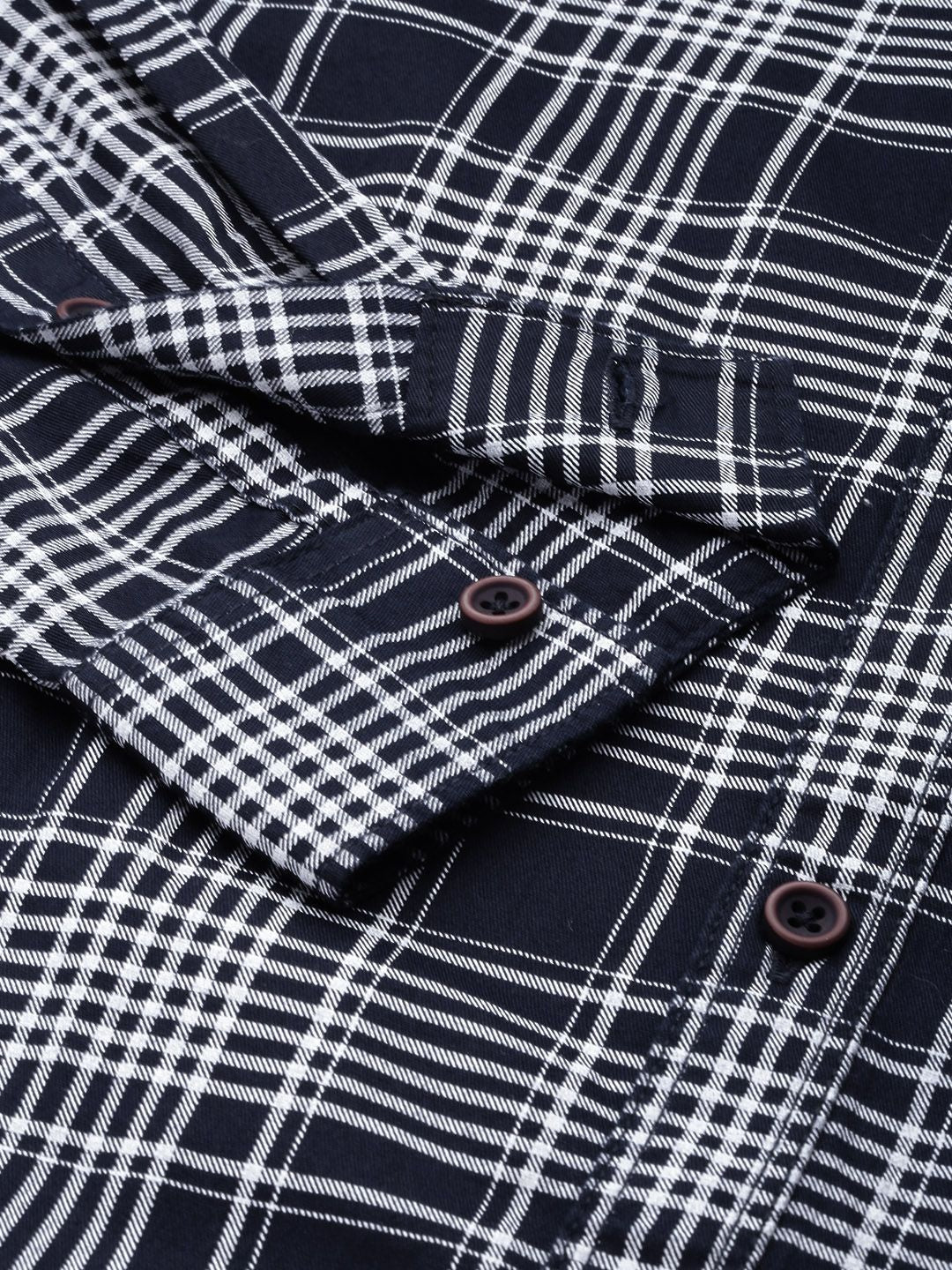 The Indian Garage Co Men Navy Blue Slim Fit Tartan Checks Opaque Checked Casual Shirt