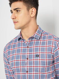 The Indian Garage Co Spread Collar Classic Slim Fit Tartan Checked Casual Cotton Shirt