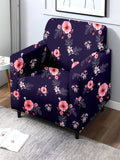 Cortina Navy Blue Floral Printed Single-Seater Sofa Cover