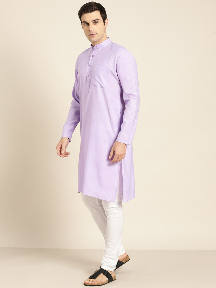 SOJANYA Lelaki Ungu Benang Kerja Kurta