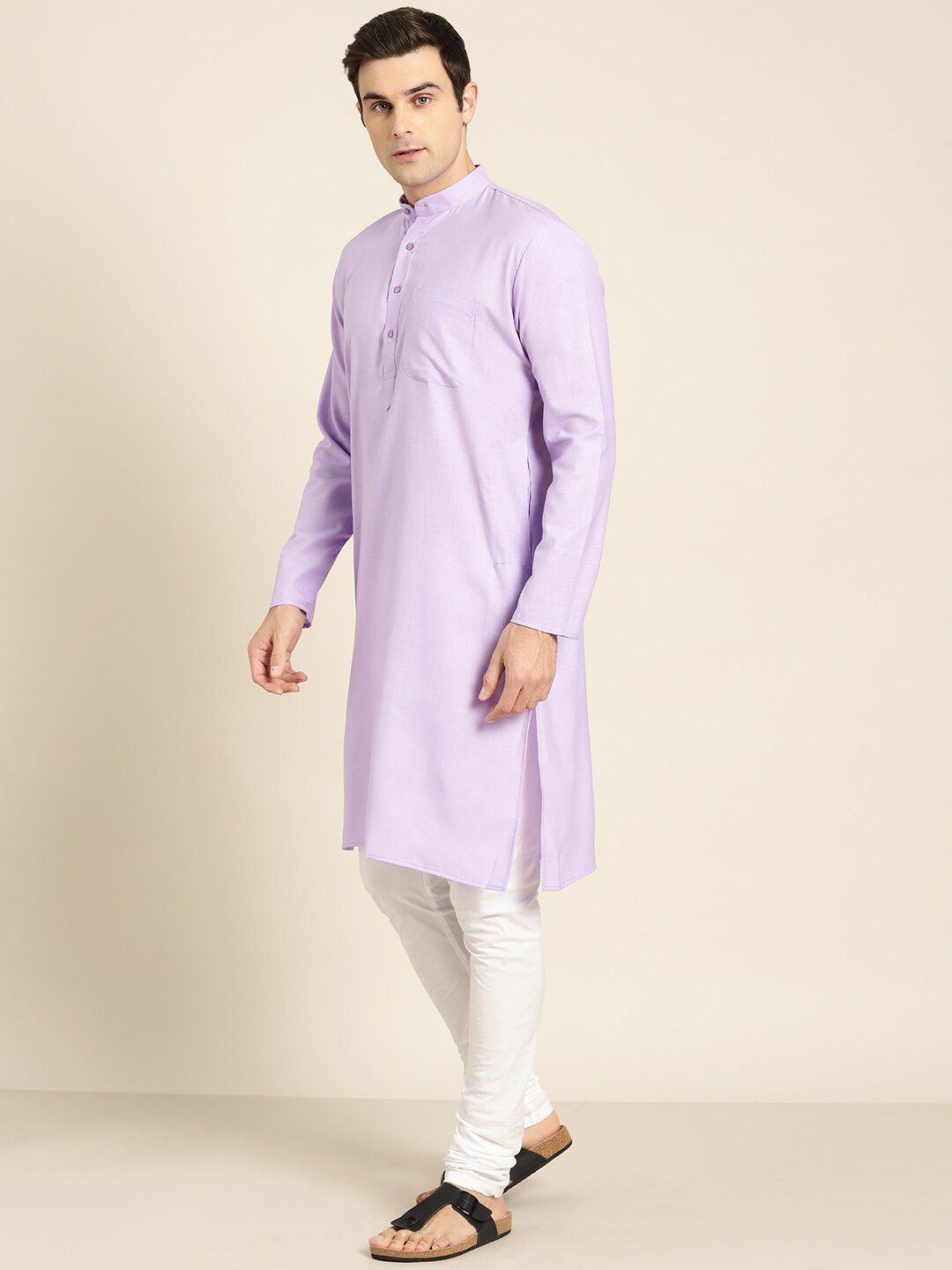 SOJANYA Lelaki Ungu Benang Kerja Kurta
