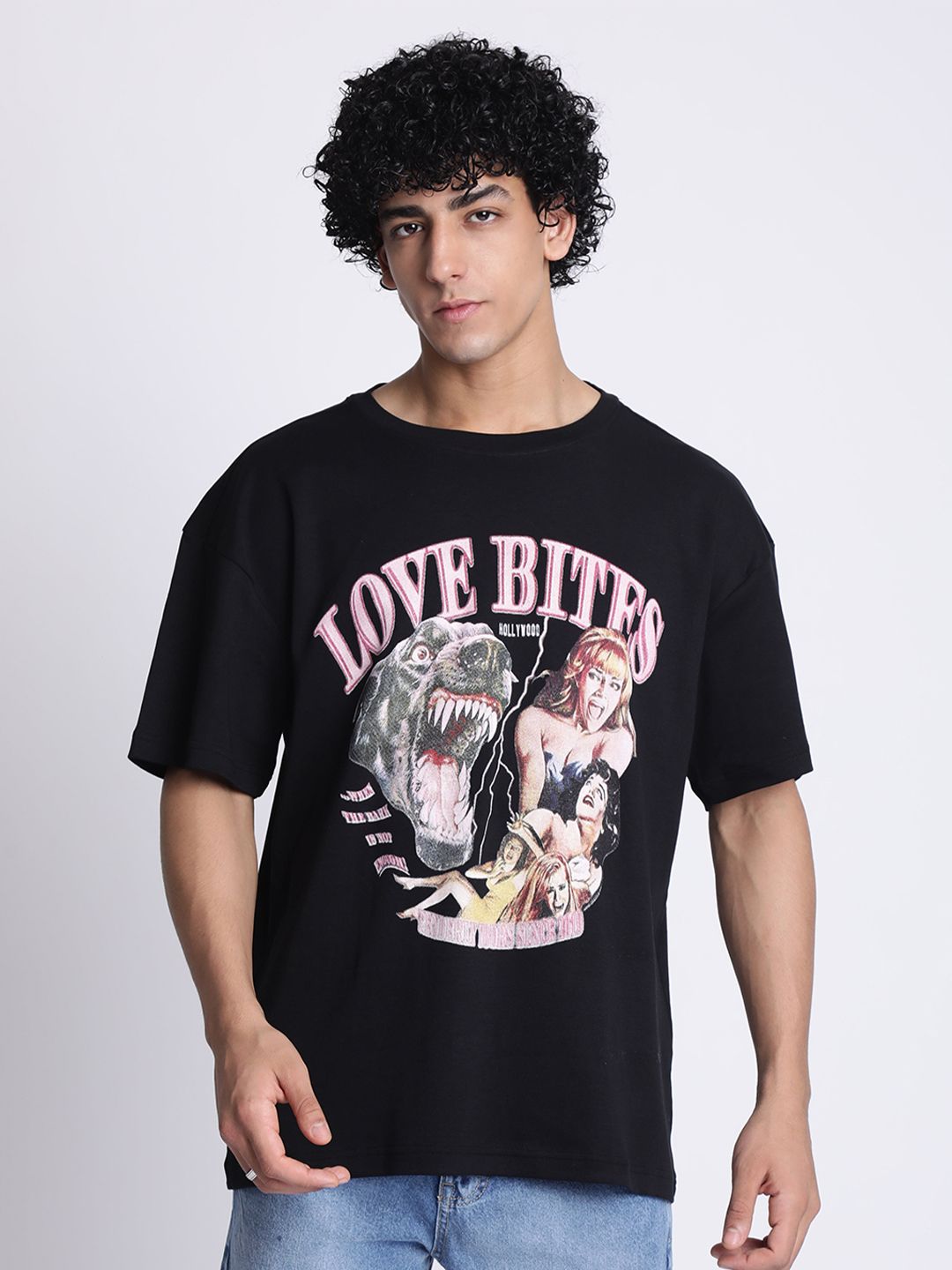 Bene Kleed Men Graphic Printed Round Neck Cotton Oversized T-shirt