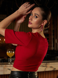 Athena Cut Out Round Neck Crop Top