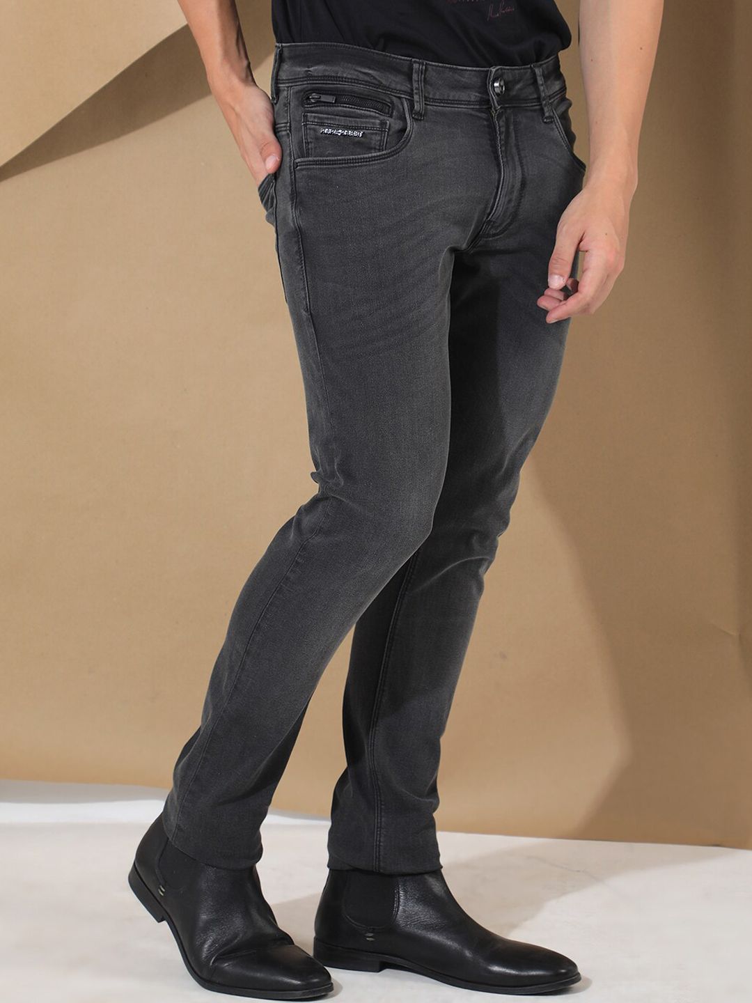 RARE RABBIT Men Veu Mid Rise Slim Fit Cotton Jeans