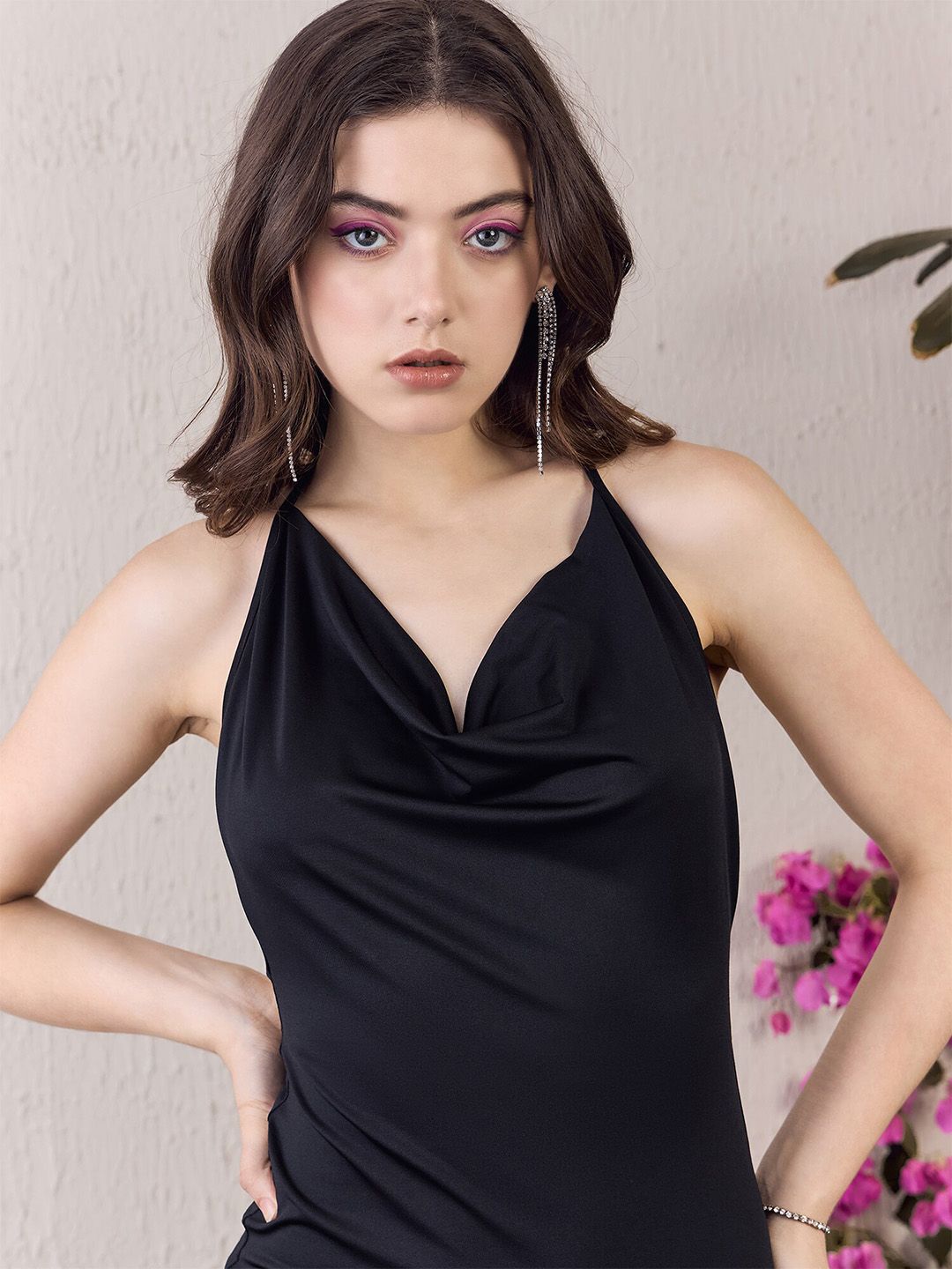 Berrylush Halter Neck Sleeveless Bodycon Mini Dress