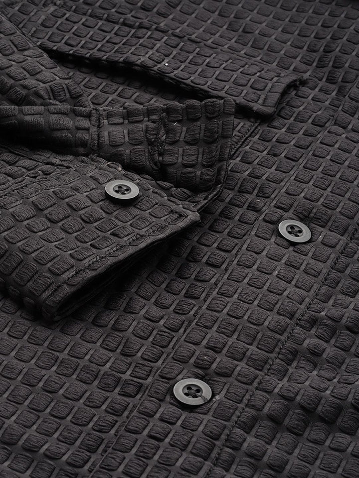 The Indian Garage Co Self Design Textured Casual Shirt
