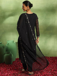 Libas Ethnic Motifs Woven Design Zari Work Organza Straight Kurta With Trouser & Dupatta