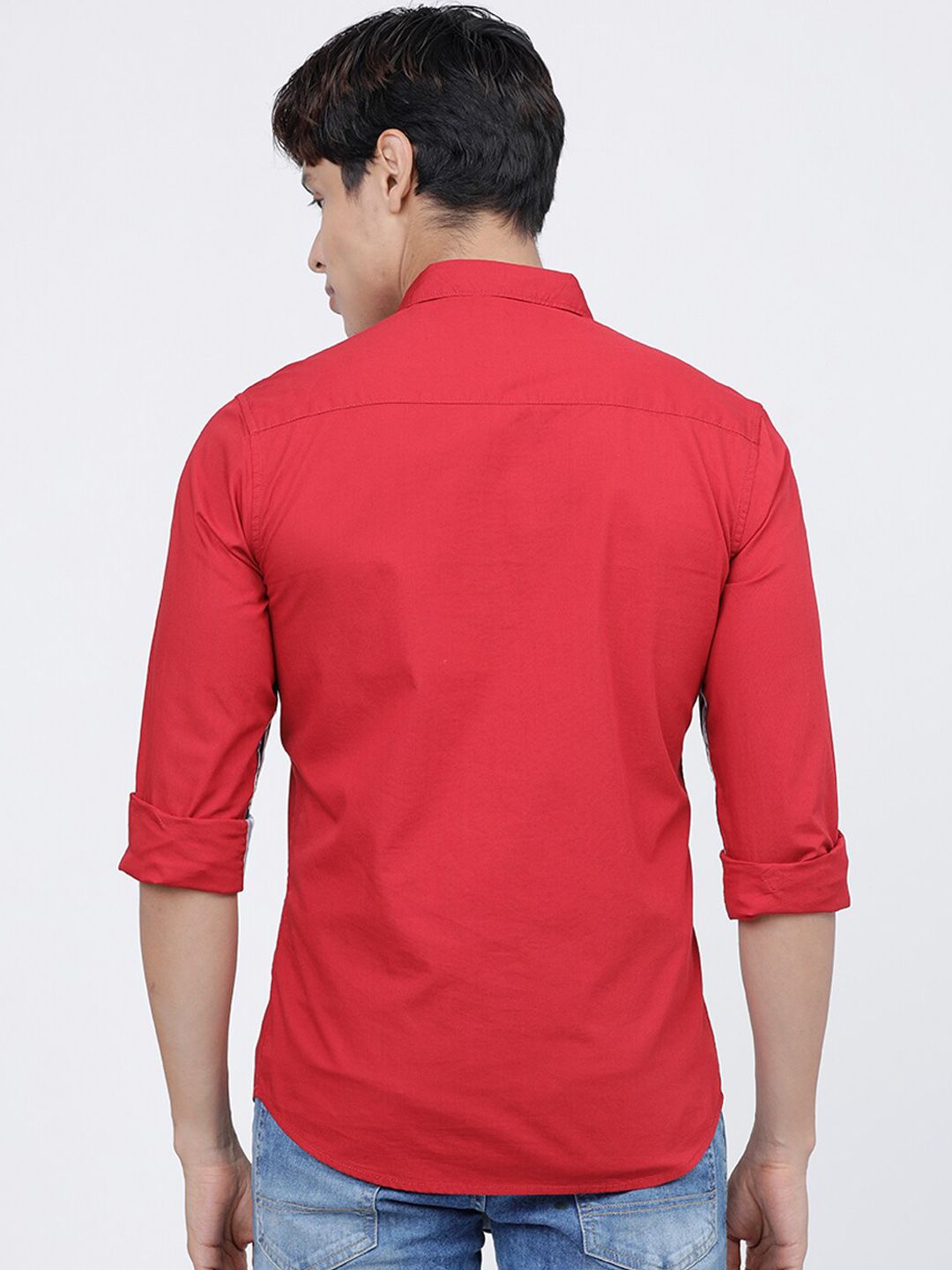 The Indian Garage Co Men Red Slim Fit Striped Casual Shirt