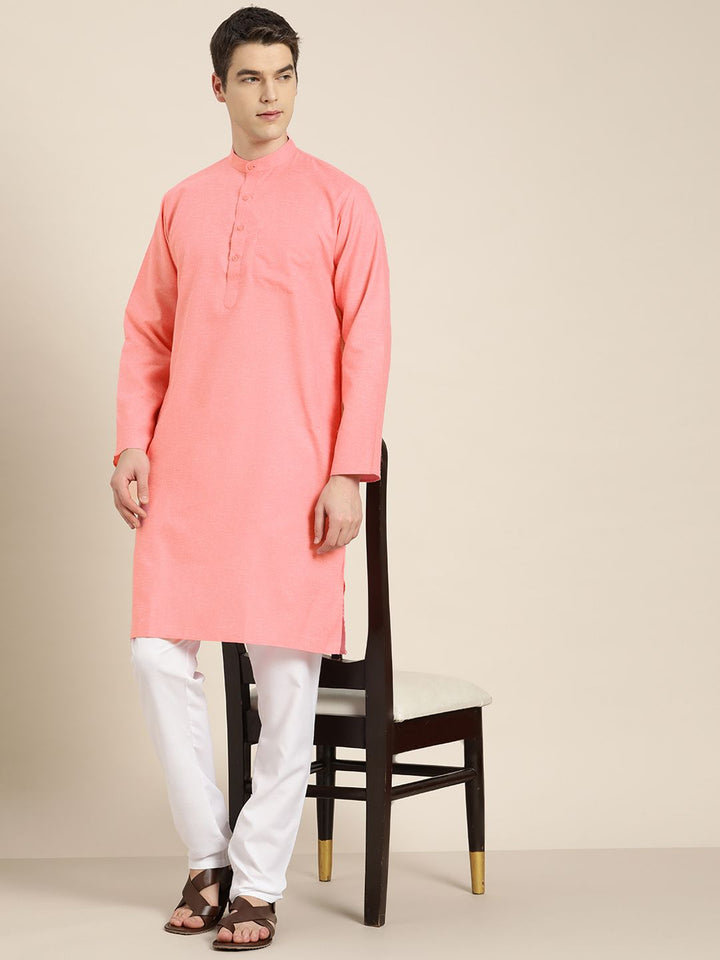 SOJANYA Lelaki Band Collar Cotton Linen Kurta