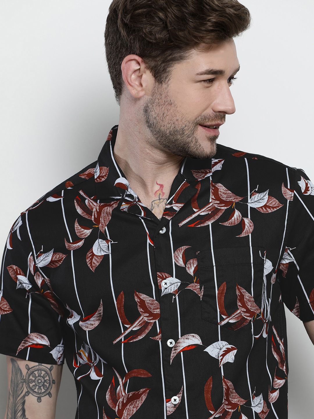 The Indian Garage Co Men Black Printed Pure Cotton Night Suit