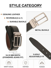 Teakwood Leathers Men Textured Leather Reversible Formal Belt