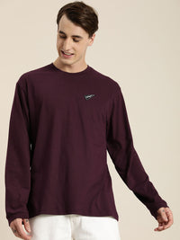 DILLINGER Men Burgundy Printed Cotton Oversized  T-shirt