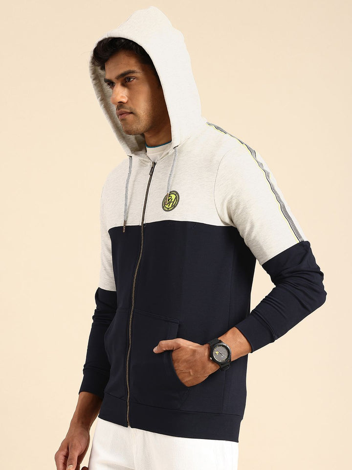 Being Human Colourblocked Pure Cotton Hooded Sweatshirt
