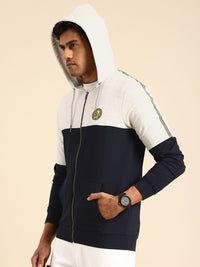 Being Human Colourblocked Pure Cotton Hooded Sweatshirt
