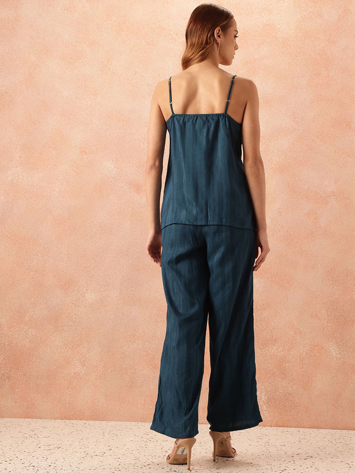 all about you Self Striped Top & Trouser