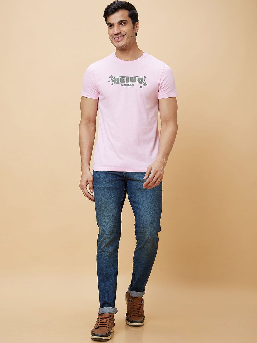 Being Human Men Washed Striped Longline Denim Jacket