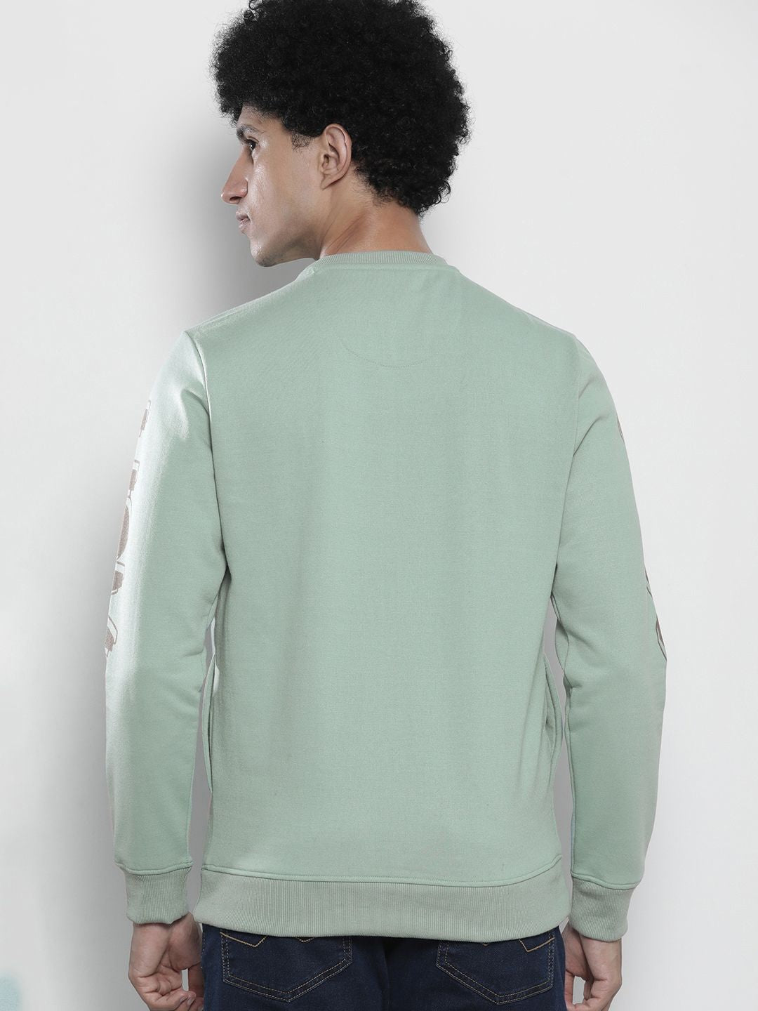 The Indian Garage Co Men Sea Green & Brown Printed Sweatshirt
