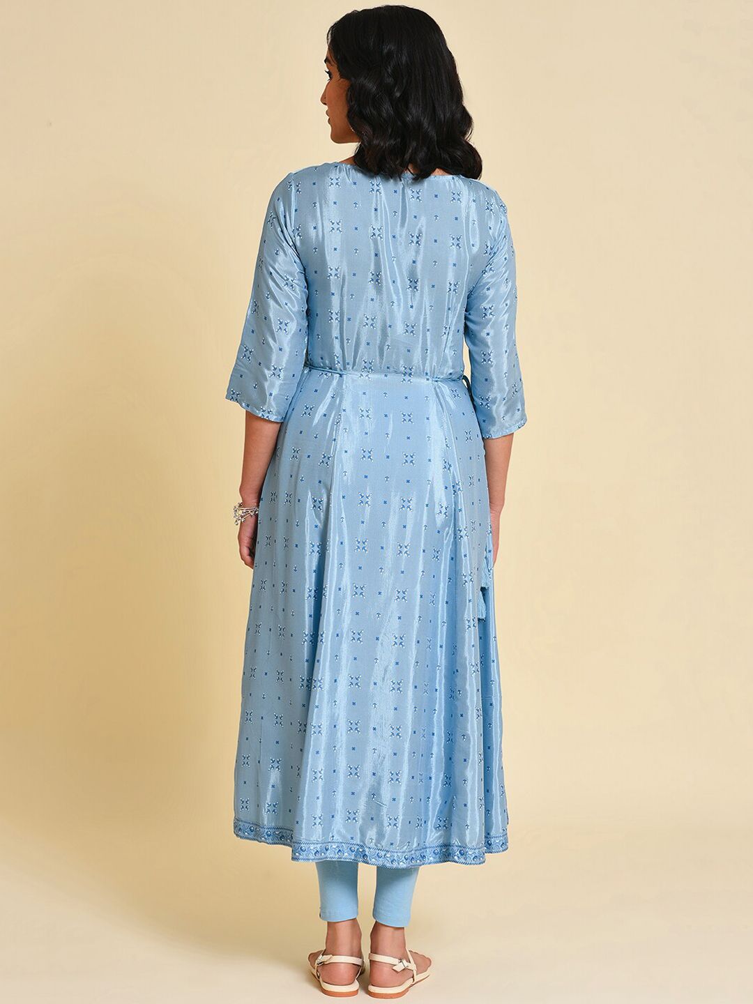 W Geometric Printed Sequins Anarkali Kurta