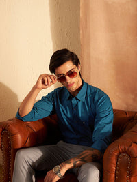 DENNISON Smart Spread Collar Cotton Casual Shirt