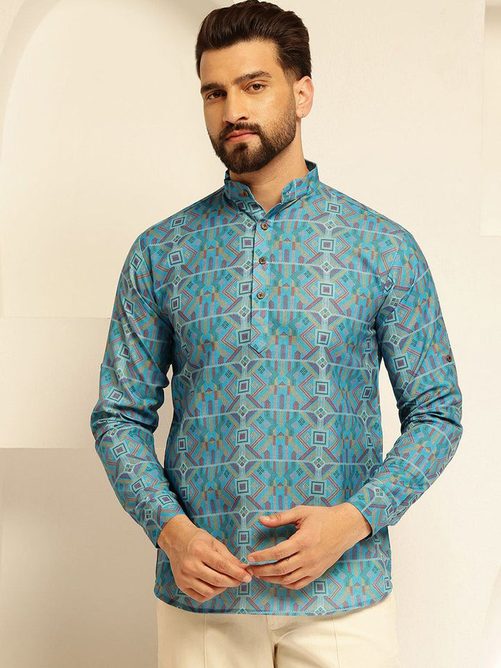 SOJANYA Geometric Printed Cotton Short Straight Kurta