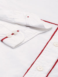Mr Bowerbird Pure Cotton Floral Embroidered Tailored Fit Opaque Casual Shirt