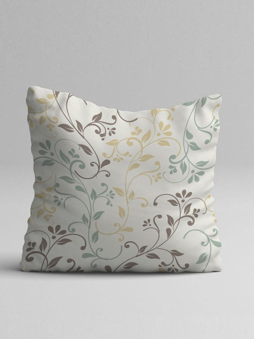 STITCHNEST Teal & Off White Set of 5 Ethnic Motifs Square Cushion Covers