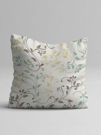 STITCHNEST Teal & Off White Set of 5 Ethnic Motifs Square Cushion Covers