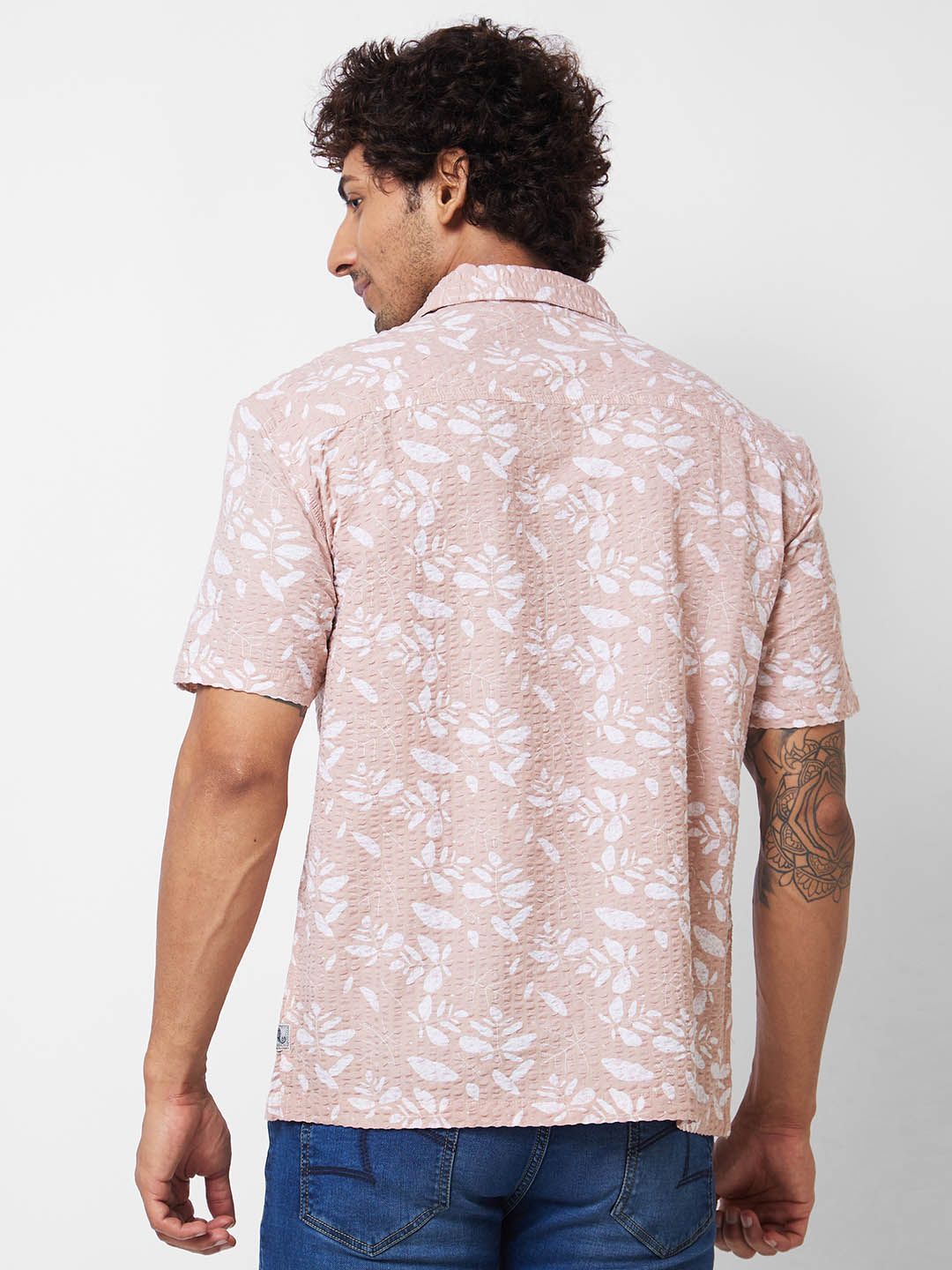 SPYKAR Floral Printed Cuban Collar Cotton Casual Shirt