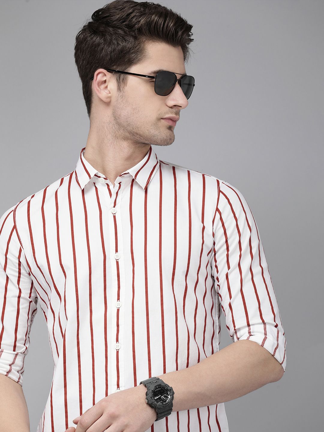 SPYKAR Slim Fit Striped Pure Cotton Casual Shirt