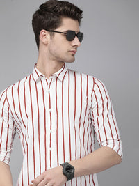SPYKAR Slim Fit Striped Pure Cotton Casual Shirt