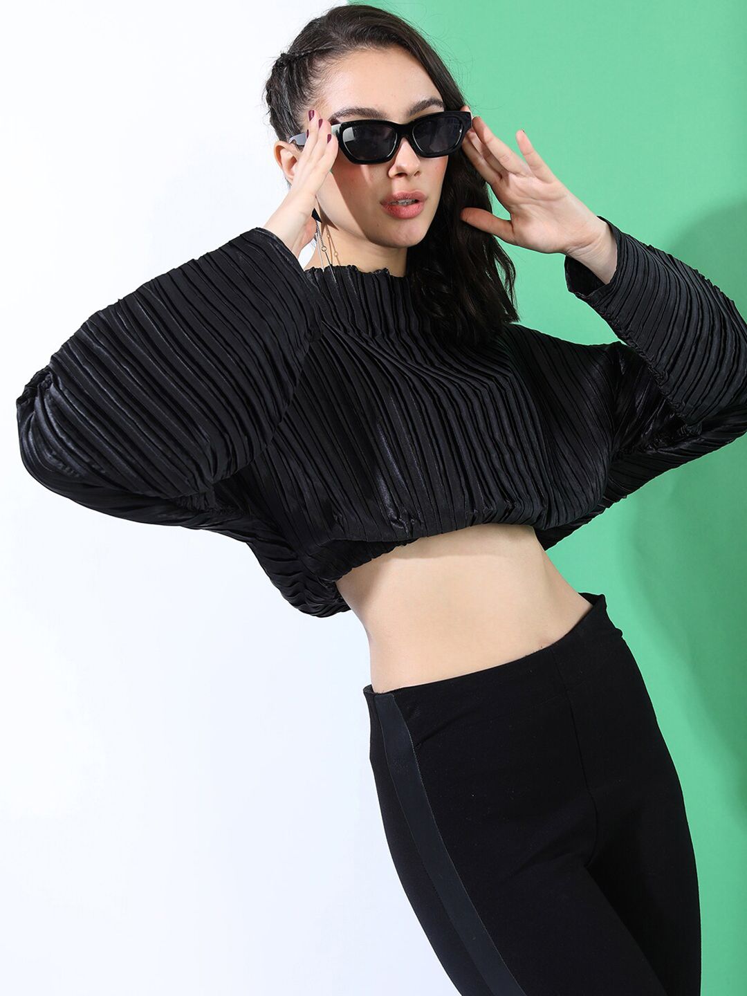 Tokyo Talkies Black Striped Crop Top