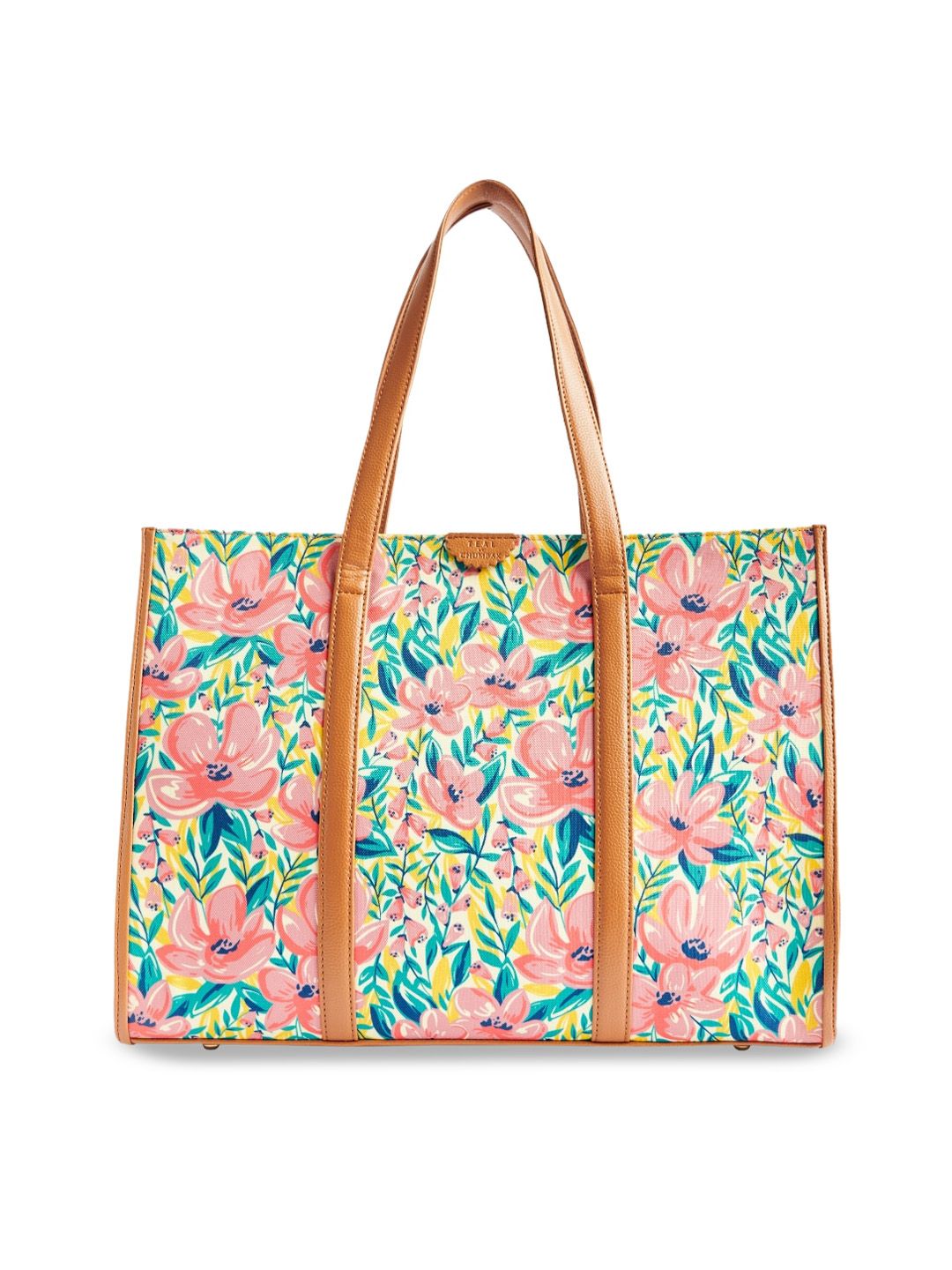 TEAL BY CHUMBAK Floral Printed Oversized Shopper Shoulder Bag