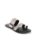 Metro Women Grey Solid Open Toe Flats