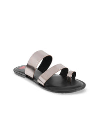 Metro Women Grey Solid Open Toe Flats