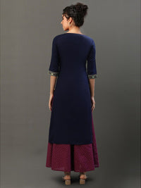AURELIA Floral Printed Gotta Patti Round Neck Straight Kurta