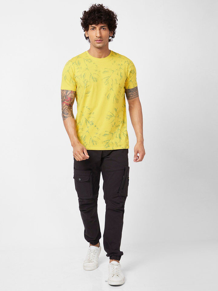 SPYKAR Abstract Printed Slim Fit Cotton Casual T-Shirt
