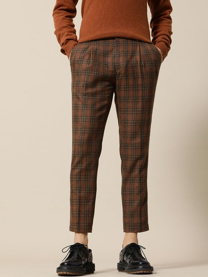 Mr Bowerbird Men Checked Tailored Pleated Trousers