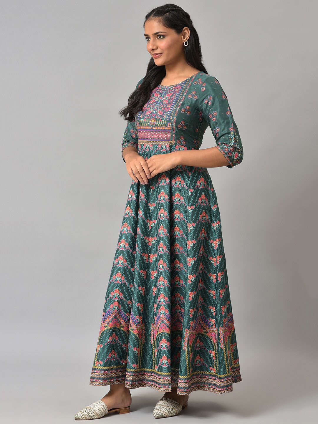 W Ethnic Motifs Printed Maxi Ethnic Dress