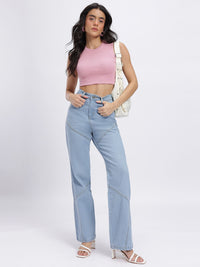 DressBerry Women Panelled Mid-Rise Regular Fit Jeans