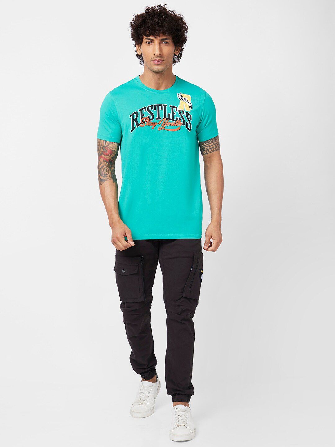 SPYKAR Typography Printed Slim Fit Cotton Casual T-Shirt