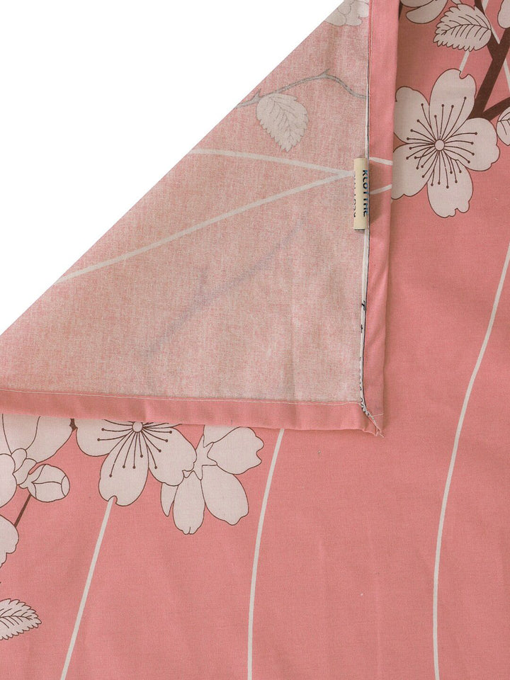 KLOTTHE Pink & White Floral-Printed 130GSM Pure-Cotton Double King Bedsheet Set