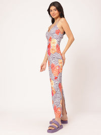 DressBerry Flirty & Fierce Printed Back Slit Maxi Dress