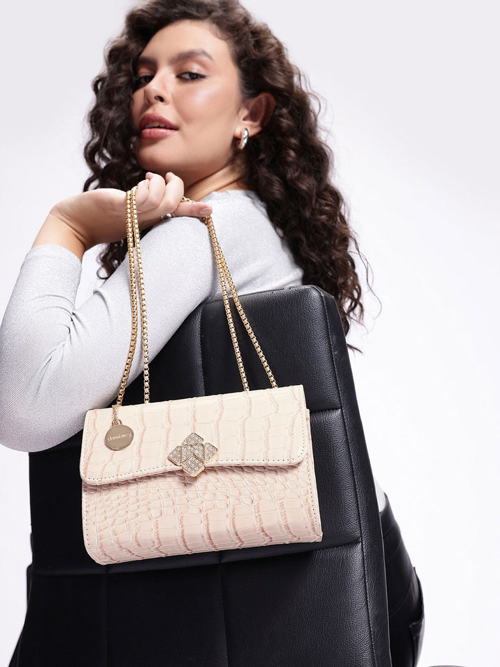 DressBerry Animal Textured Structured Shoulder Bag