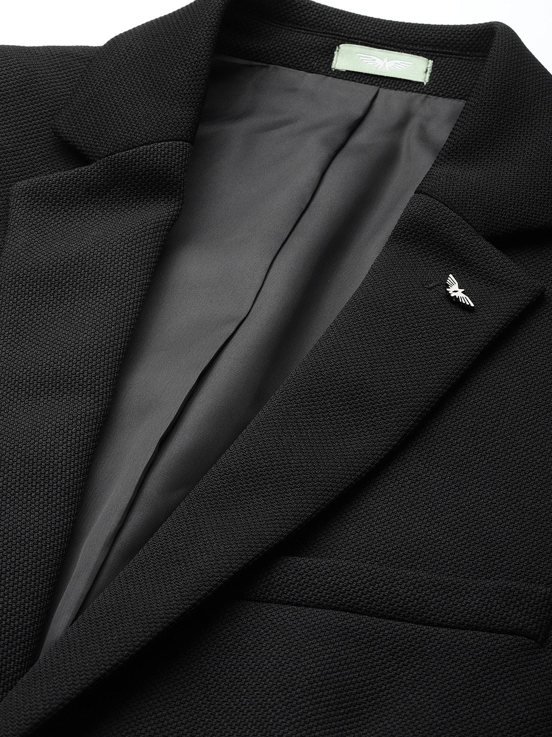 Park Avenue Slim Fit Textured Self Design Notched Lapel Single-Breasted Formal Blazer