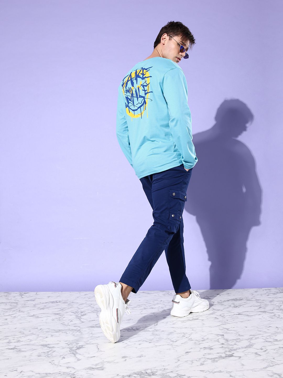 Difference of Opinion Men Turquoise Blue Printed Pure Cotton Oversized T-shirt