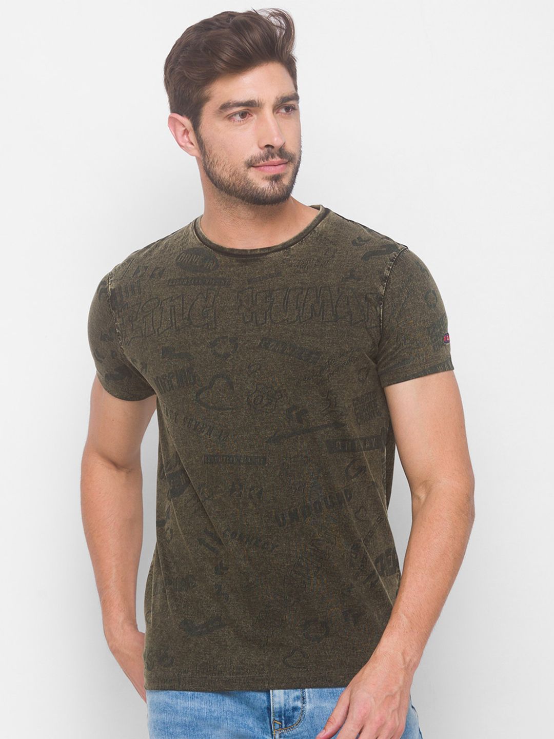 Being Human Men Green Typography T-shirt